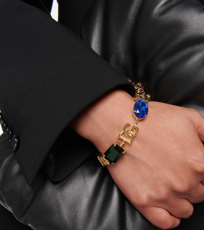 Shop Dolce & Gabbana Dg Embellished Bracelet In Gold