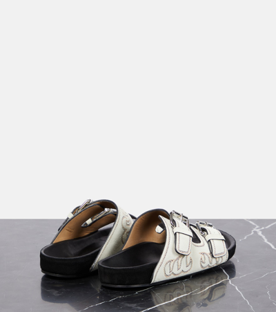Shop Isabel Marant Lennyo Embellished Suede Sandals In White