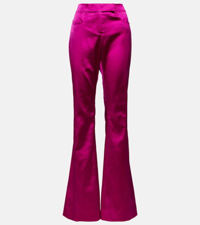 Shop Tom Ford Low-rise Flared Satin Pants In Pink