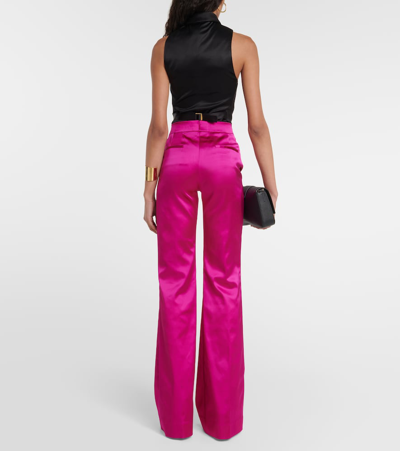 Shop Tom Ford Low-rise Flared Satin Pants In Pink