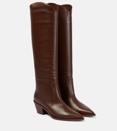Shop Gianvito Rossi Leather Cowboy Boots In Brown