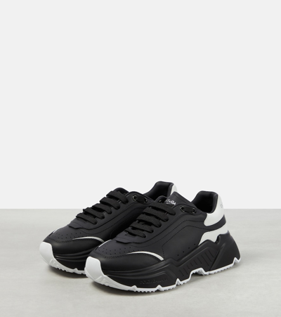 Shop Dolce & Gabbana Daymaster Leather Sneakers In Black