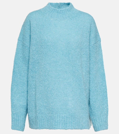 Shop Isabel Marant Idol Mohair-blend Mockneck Sweater In Blue