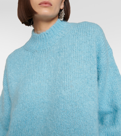 Shop Isabel Marant Idol Mohair-blend Mockneck Sweater In Blue