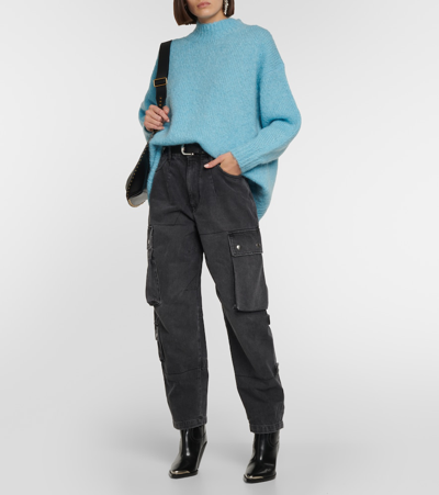Shop Isabel Marant Idol Mohair-blend Mockneck Sweater In Blue