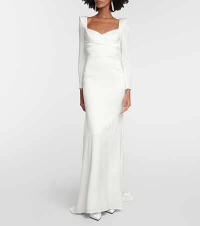 Shop Alex Perry Satin Crêpe Gown In White