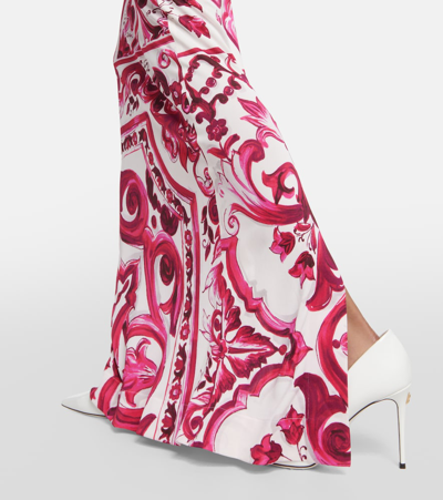 Shop Dolce & Gabbana Printed Organzine Maxi Dress In Pink