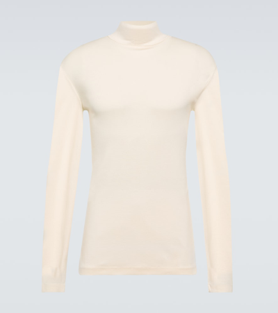 Shop Lemaire Cotton Jersey Turtleneck Top In White