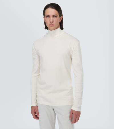 Shop Lemaire Cotton Jersey Turtleneck Top In White