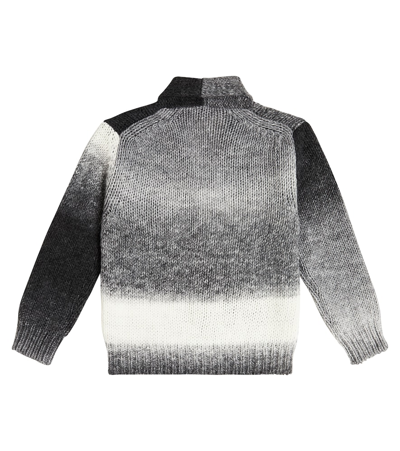 Shop Il Gufo Ombré Knit Cardigan In Grey