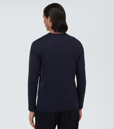 Shop Sunspel Classic Long Sleeve Cotton T-shirt In Blue