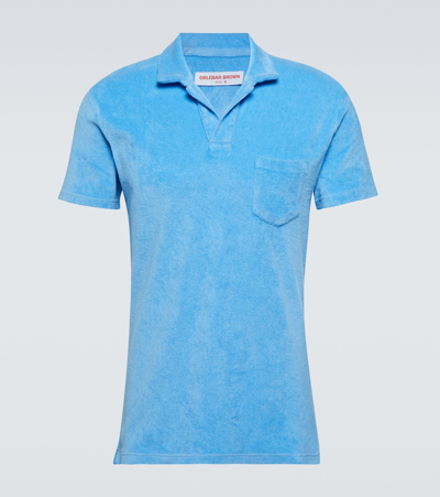 Shop Orlebar Brown Dr. No Cotton Terry Polo Shirt In Blue