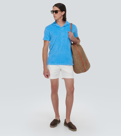 Shop Orlebar Brown Dr. No Cotton Terry Polo Shirt In Blue