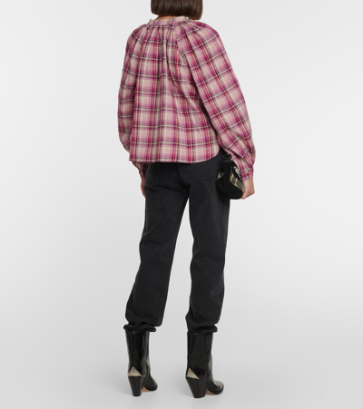 Shop Marant Etoile Blandine Checked Cotton And Linen Shirt In Pink