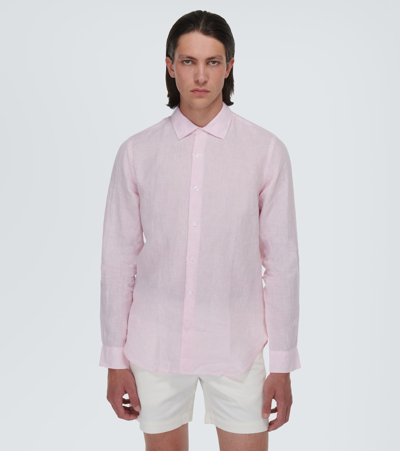 Shop Orlebar Brown Giles Linen Shirt In Pink