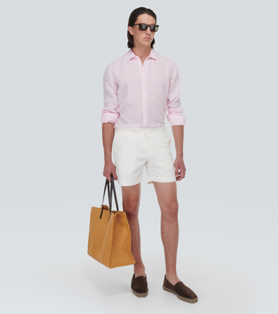 Shop Orlebar Brown Giles Linen Shirt In Pink