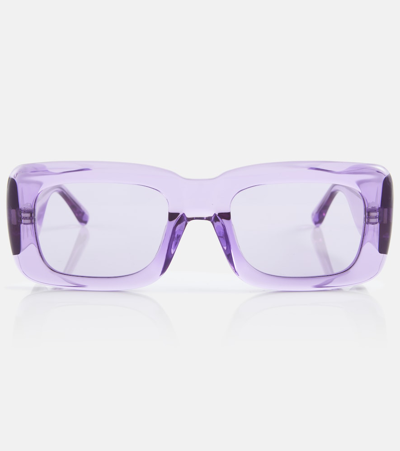 Shop Attico X Linda Farrow Marfa Rectangular Sunglasses In Purple