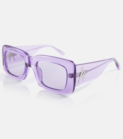 Shop Attico X Linda Farrow Marfa Rectangular Sunglasses In Purple