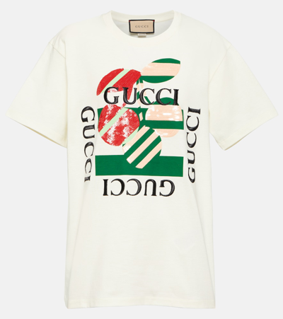 Shop Gucci Printed Cotton-jersey T-shirt In Pink