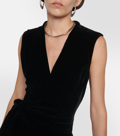 Rick Owens Wrap Velvet Maxi Gown In Black