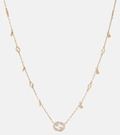 Shop Gucci Interlocking G 18kt Gold Necklace With Diamonds