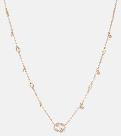 Gucci Interlocking G 18kt Gold Necklace With Diamonds In Gold