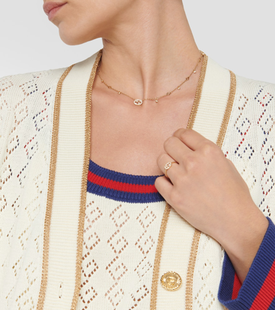 Gucci Interlocking G 18kt Gold Necklace With Diamonds In Gold