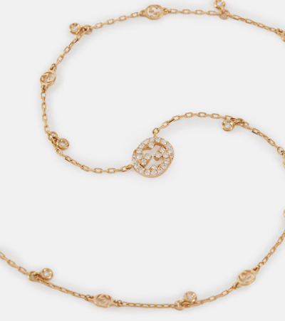 Gucci Interlocking G 18kt Gold Necklace With Diamonds In Gold
