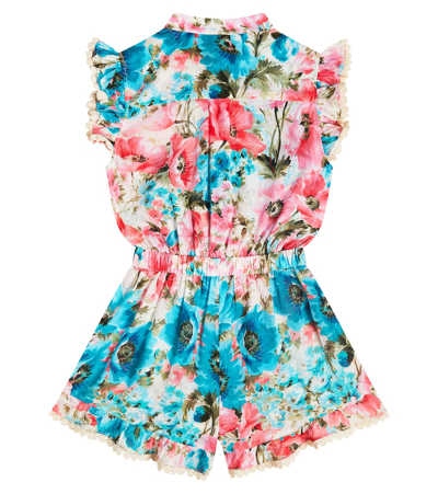 Shop Zimmermann Halycon Floral Cotton Playsuit In Multicoloured