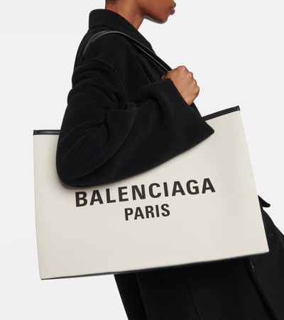 Shop Balenciaga Duty Free Large Tote Bag In Beige