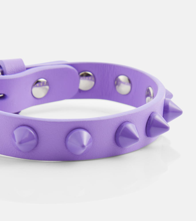 Christian Louboutin Loubilink Embellished Leather Bracelet In Purple
