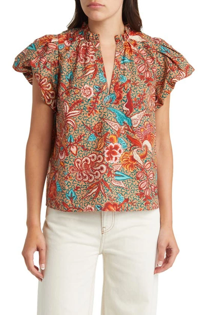 Shop Ulla Johnson Evelyn Floral Print Puff Sleeve Top In Primrose