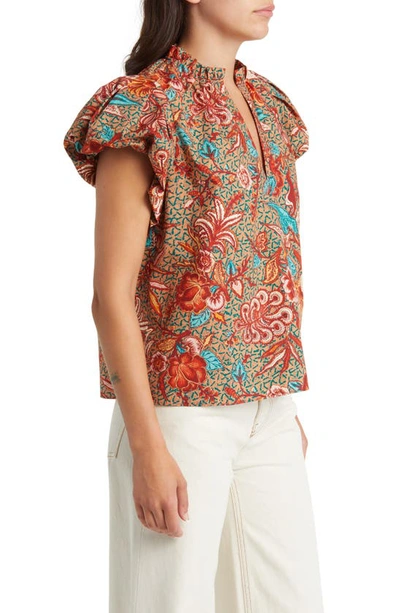 Shop Ulla Johnson Evelyn Floral Print Puff Sleeve Top In Primrose