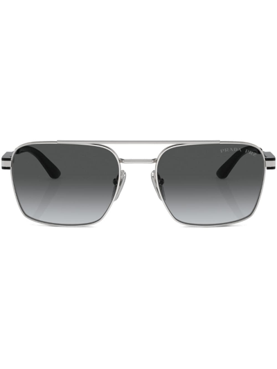Shop Prada Square-frame Sunglasses In Silver