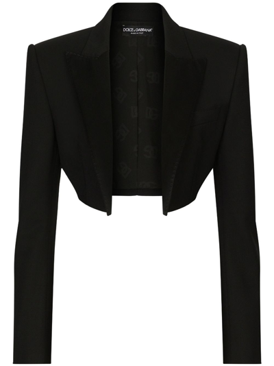 Shop Dolce & Gabbana Cropped Open-front Blazer In Black