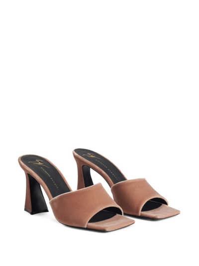 Shop Giuseppe Zanotti Solhene 85mm Velvet Sandals In Brown