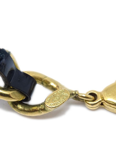 Pre-owned Chanel 1995 Cc Charm Leather-and-chain Ankle Bracelet In Gold