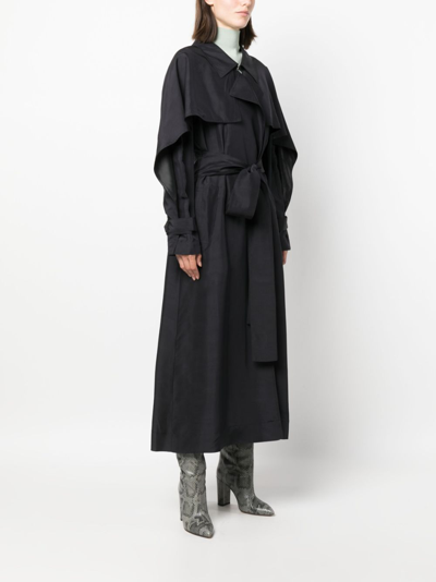 Shop Victoria Beckham Draped Silk Trench Coat In Black