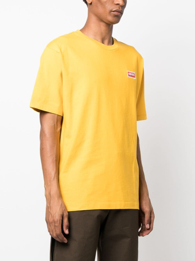 Shop Kenzo Logo-patch Cotton T-shirt In Yellow