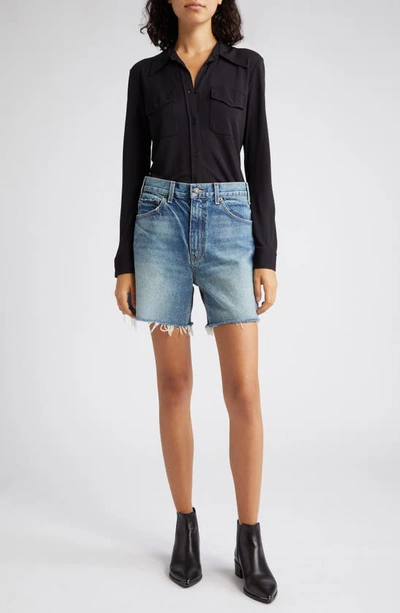 Nili Lotan Aveline Jersey Button-front Shirt In Black