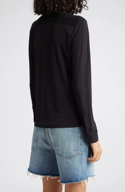 Shop Nili Lotan Aveline Pocket Button-up Shirt In Black