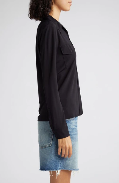 Shop Nili Lotan Aveline Pocket Button-up Shirt In Black