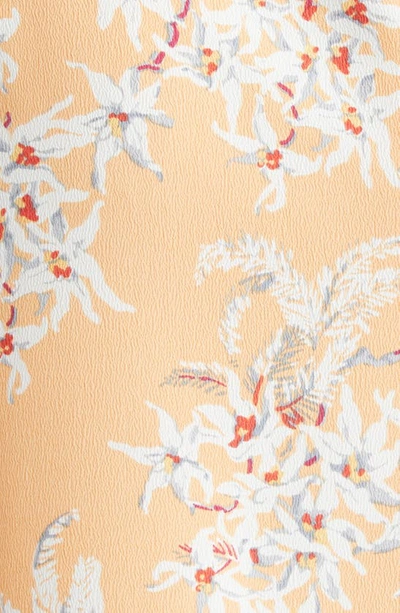 Shop Cinq À Sept Greta Trailing Orchid Asymmetric Cover-up Sarong In Peach Quartz