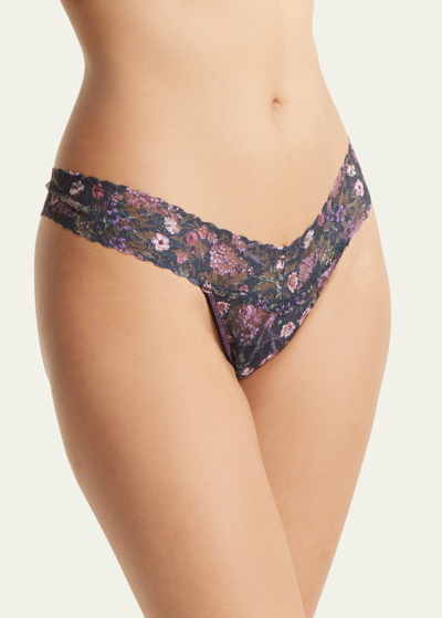 Shop Hanky Panky Printed Low-rise Signature Lace Thong In Confetti Flora