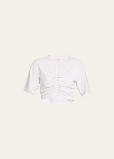 Shop A.l.c Johanna Ruched Crop Tee In White