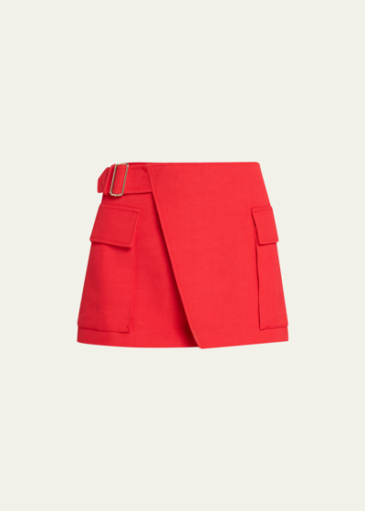Shop A.l.c Conan Utility Wrap Mini Skirt In Ruby
