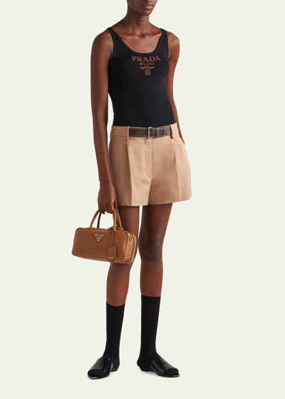 Shop Prada Logo-print Slim Knit Tank Top