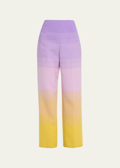 Shop Oscar De La Renta Ombre Double-face Wool-blend Pants In Irisginger