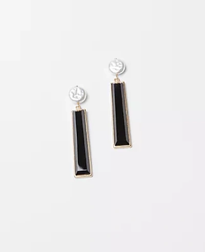 Shop Ann Taylor Pearlized Glass Rectangle Drop Earrings In Black