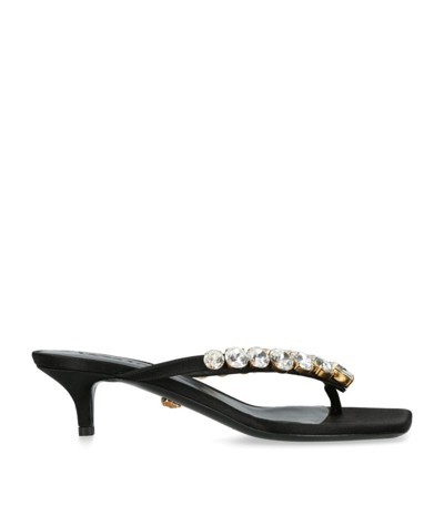 Shop Versace Leather Embellished Sandals 45 In Multi